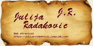 Julija Radaković vizit kartica